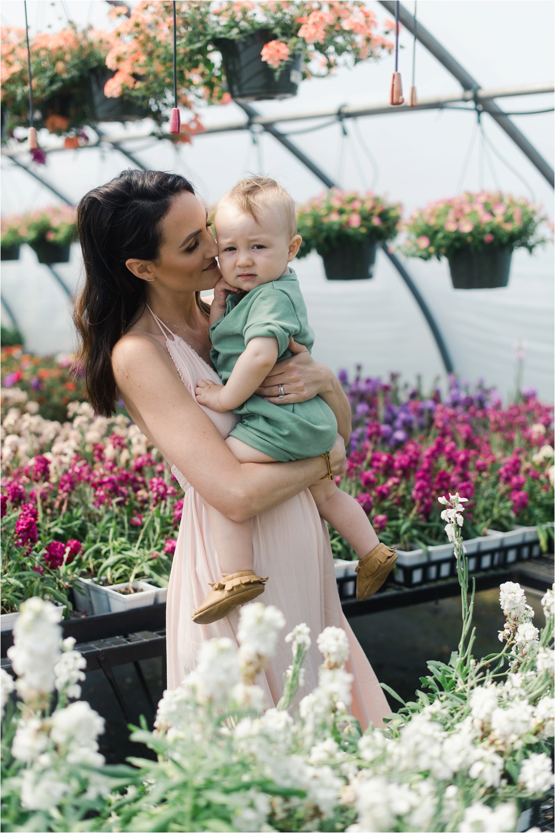 Maine Greenhouse Portraits Motherhood Family