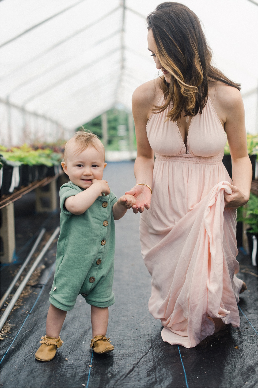 Maine Greenhouse Portraits Motherhood Family